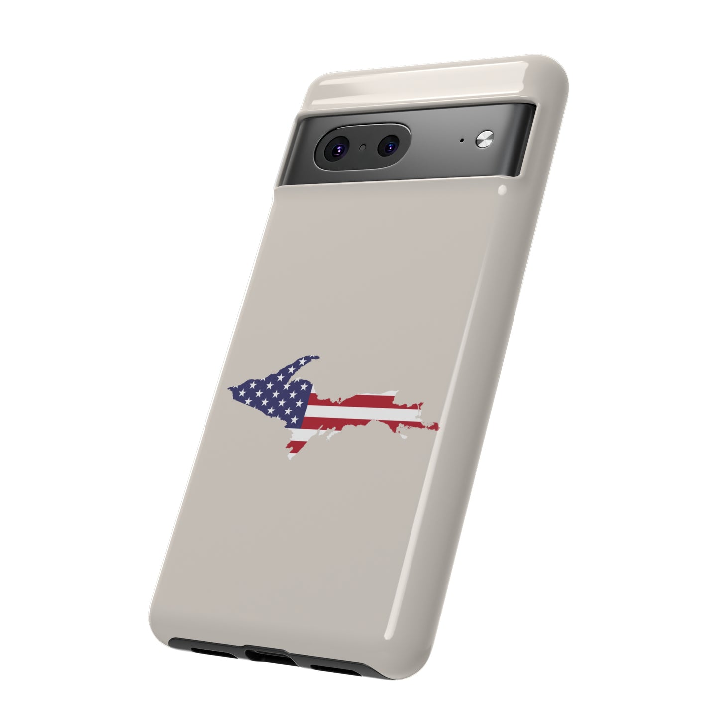 Michigan Upper Peninsula Tough Phone Case (Canvas Color w/ UP USA Flag Outline) | Samsung & Pixel Android