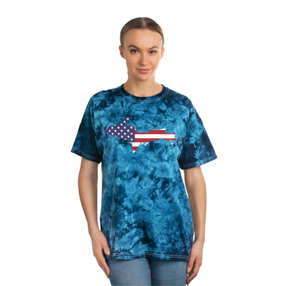 Michigan Upper Peninsula Tie-Dye T-Shirt (w/ UP USA Flag) | Unisex Crystal