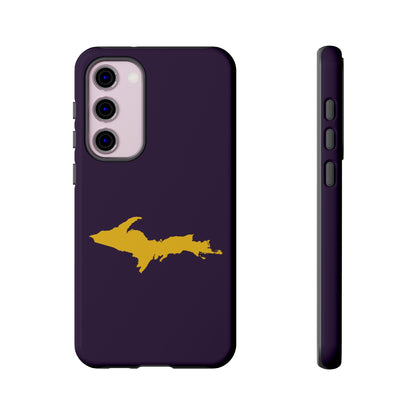 Michigan Upper Peninsula Tough Phone Case (Blackcurrant w/ Gold UP Outline) | Samsung & Pixel Android