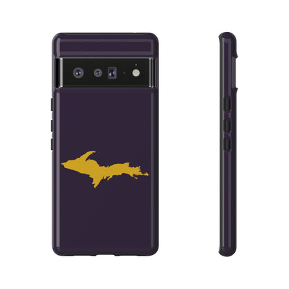 Michigan Upper Peninsula Tough Phone Case (Blackcurrant w/ Gold UP Outline) | Samsung & Pixel Android