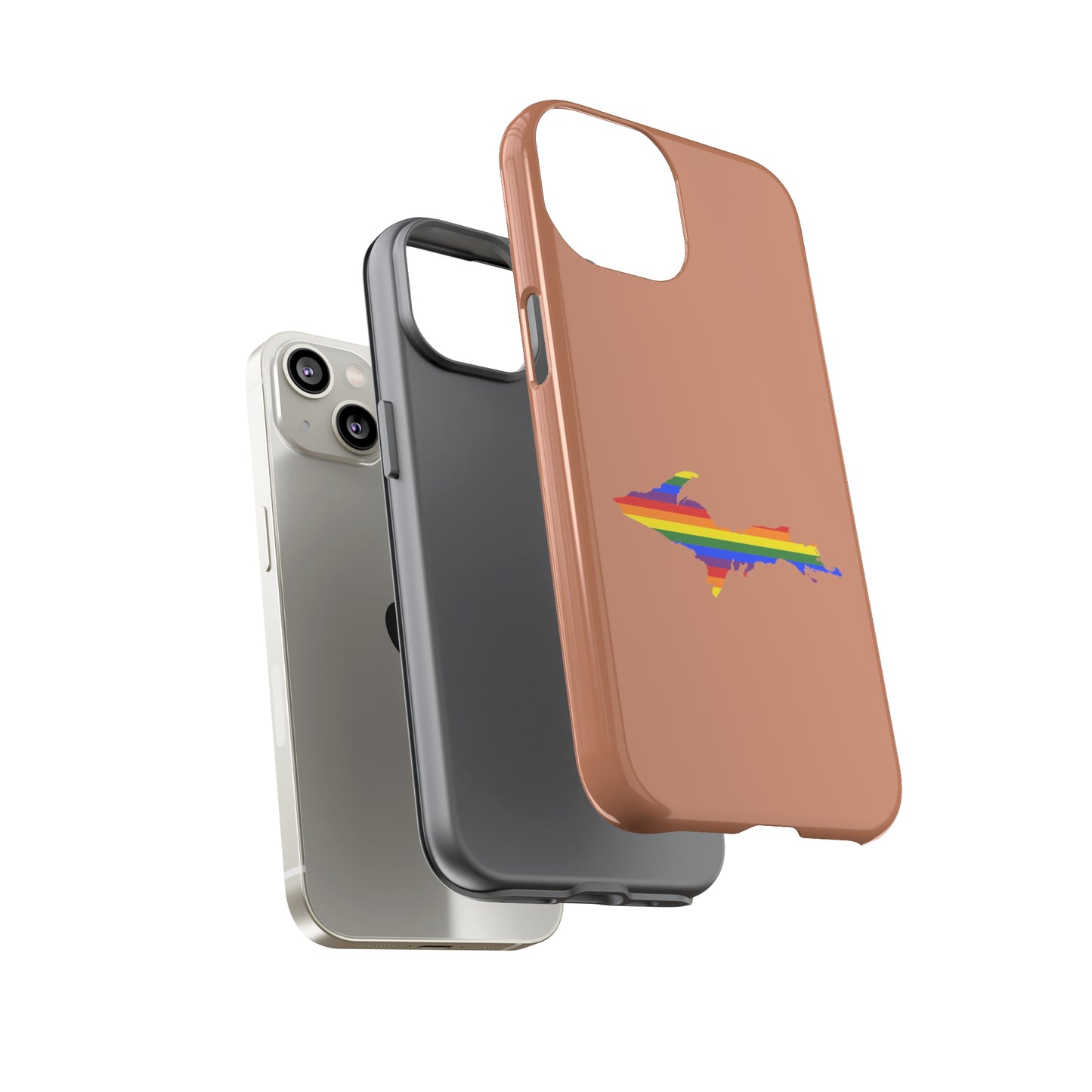 Michigan Upper Peninsula Tough Phone Case (Copper Color w/ UP Pride Flag Outline) | Apple iPhone