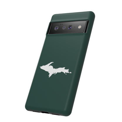 Michigan Upper Peninsula Tough Phone Case (Green w/ White UP Outline) | Samsung & Pixel Android