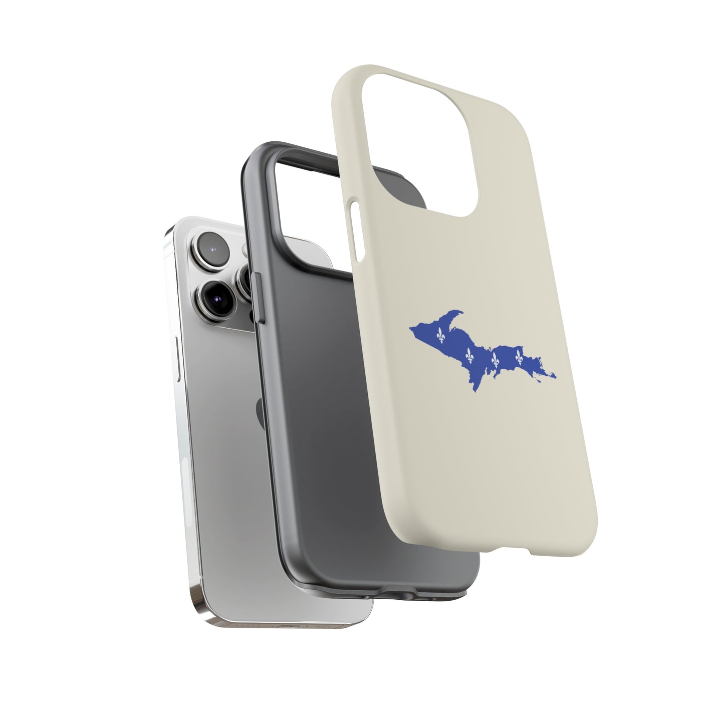 Michigan Upper Peninsula Tough Phone Case (Ivory White w/ UP Quebec Flag Outline) | Apple iPhone