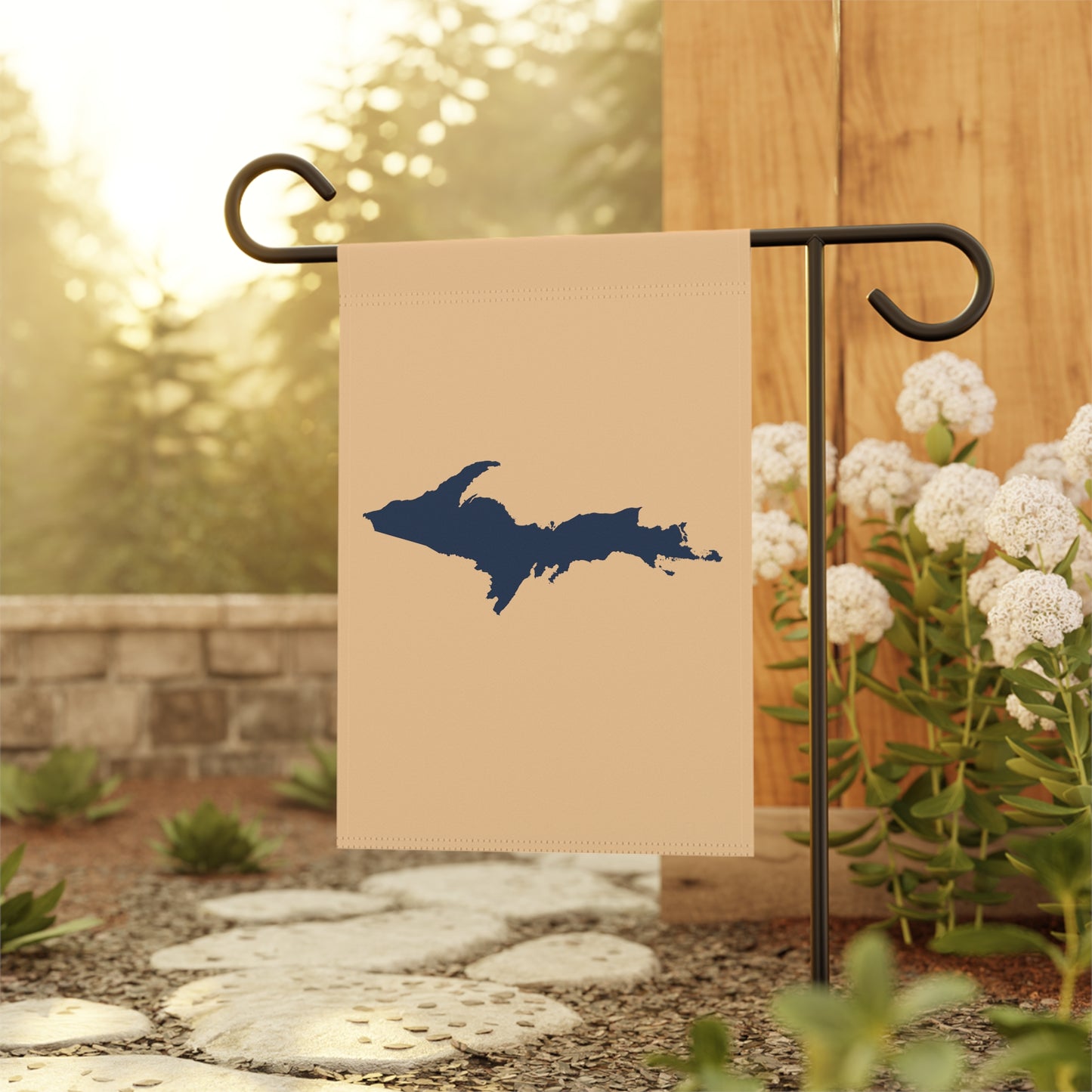 Michigan Upper Peninsula Home & Garden Flag (w/ UP Outline) | Pale Apricot