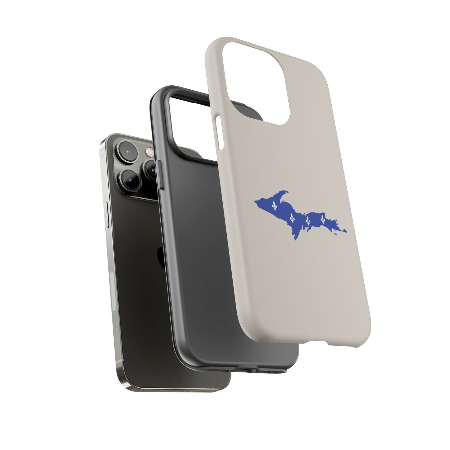 Michigan Upper Peninsula Tough Phone Case (Canvas Color w/ UP Quebec Flag Outline) | Apple iPhone