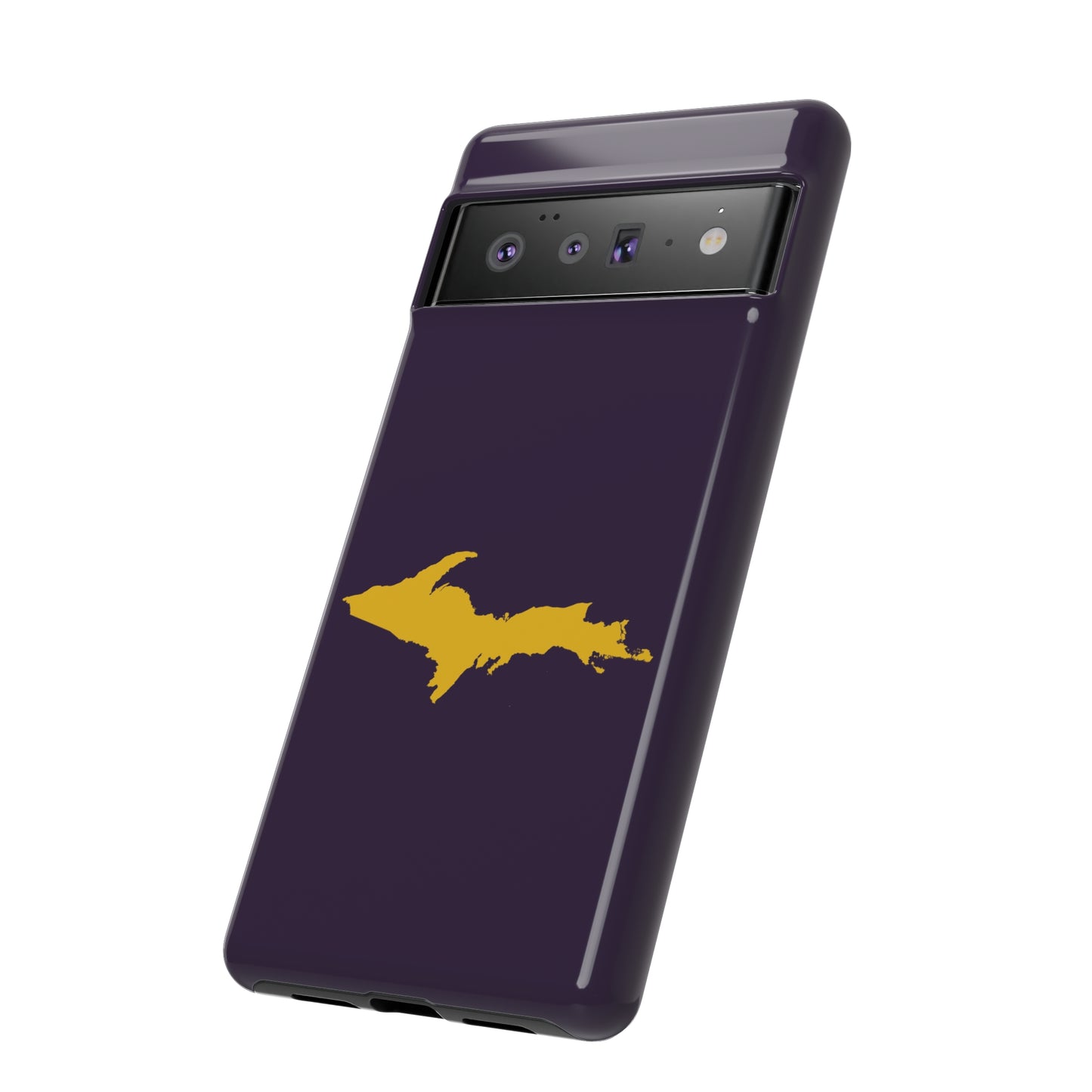 Michigan Upper Peninsula Tough Phone Case (Blackcurrant w/ Gold UP Outline) | Samsung & Pixel Android