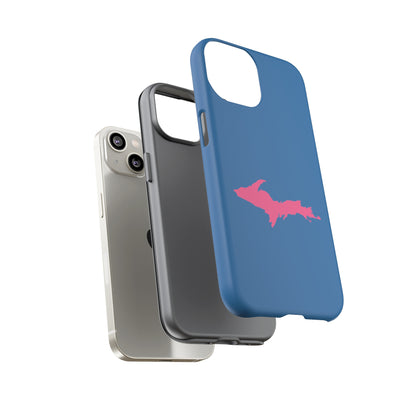 Michigan Upper Peninsula Tough Phone Case (Lake Superior Blue w/ Pink UP Outline) | Apple iPhone