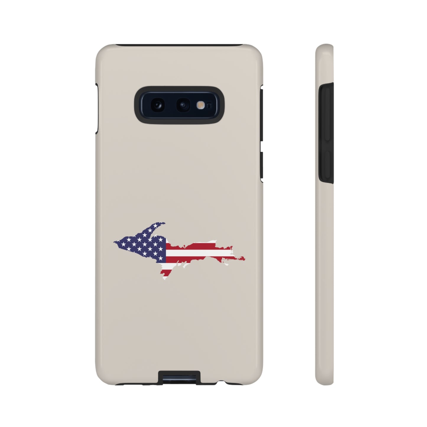 Michigan Upper Peninsula Tough Phone Case (Canvas Color w/ UP USA Flag Outline) | Samsung & Pixel Android