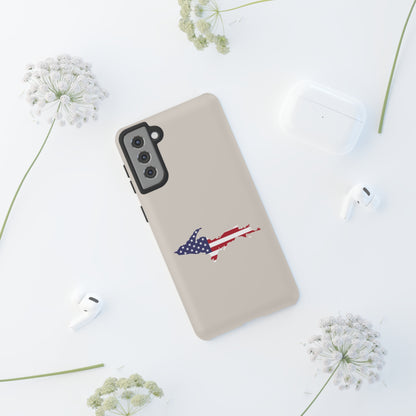 Michigan Upper Peninsula Tough Phone Case (Canvas Color w/ UP USA Flag Outline) | Samsung & Pixel Android