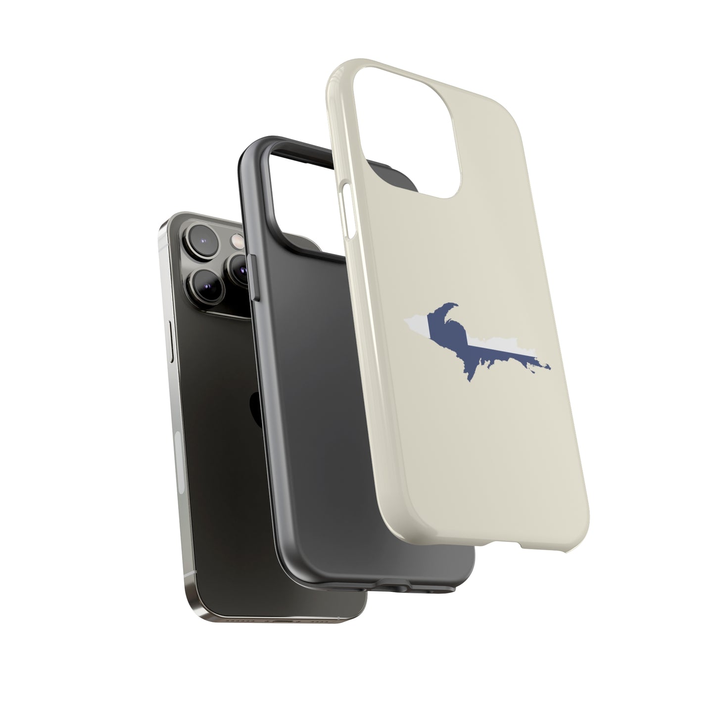 Michigan Upper Peninsula Tough Phone Case (Ivory Color w/ UP Finland Flag Outline) | Apple iPhone