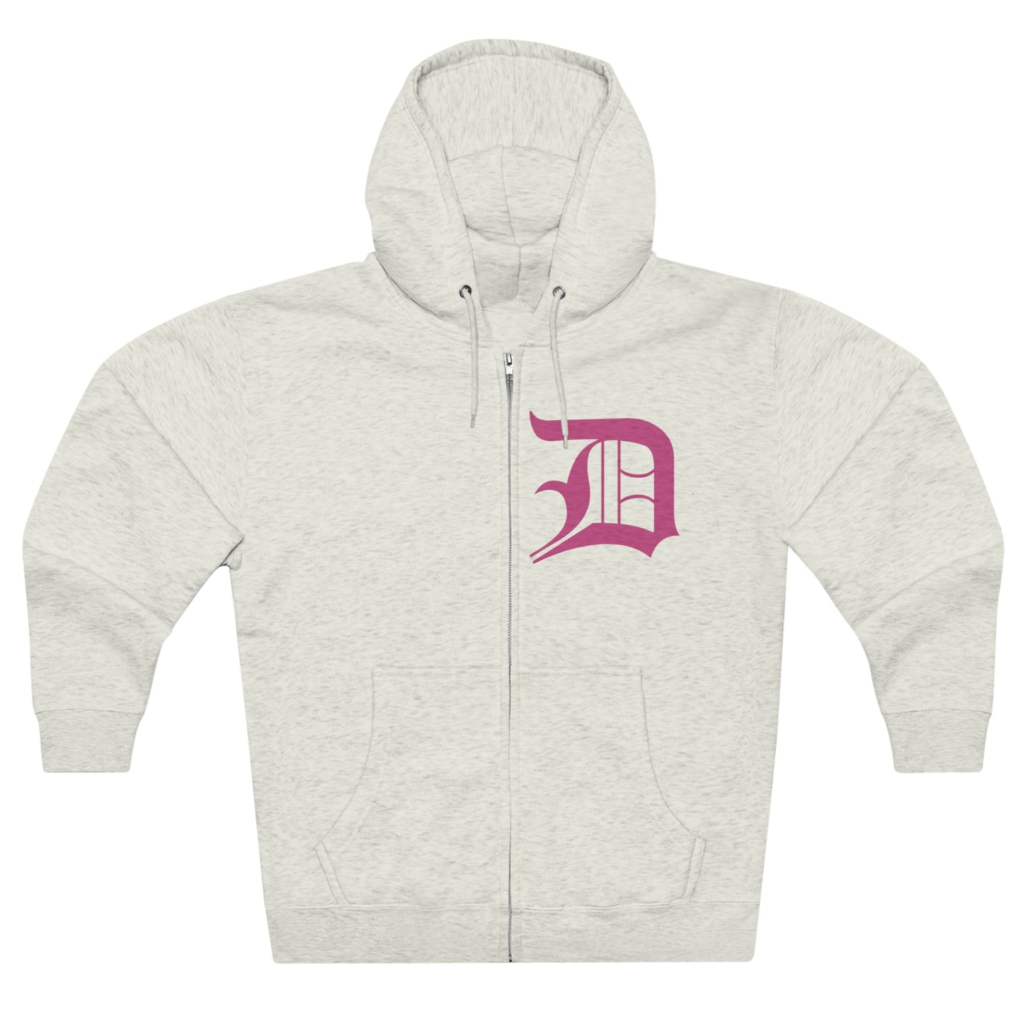 Detroit 'Old English D' Hoodie (Apple Blossom Pink) | Unisex Full Zip