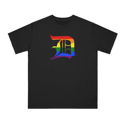 Detroit 'Old English D' T-Shirt (Rainbow Pride Edition) | Unisex Organic