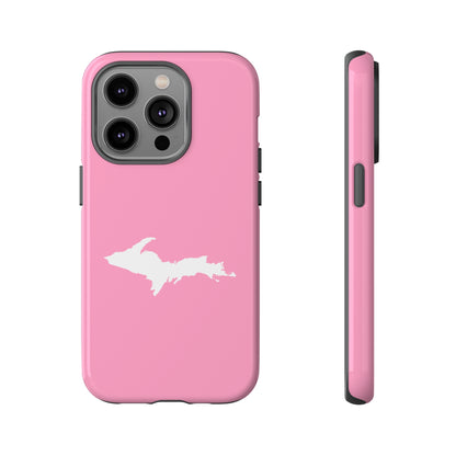 Michigan Upper Peninsula Tough Phone Case ('67 Caddie Pink w/ UP Outline) | Apple iPhone