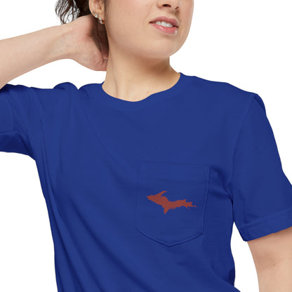 Michigan Upper Peninsula Pocket T-Shirt (w/ Ore Dock Red UP Outline) | Unisex Standard