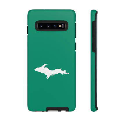 Michigan Upper Peninsula Tough Phone Case (Emerald Green w/ UP Outline) | Samsung & Pixel Android