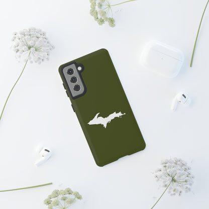 Michigan Upper Peninsula Tough Phone Case (Army Green w/ UP Outline) | Samsung & Pixel Android