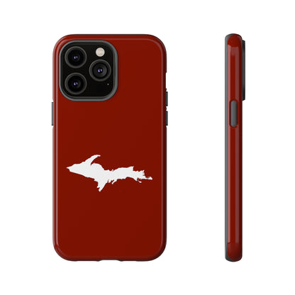 Michigan Upper Peninsula Tough Phone Case (Traverse Cherry Red w/ UP Outline) | Apple iPhone