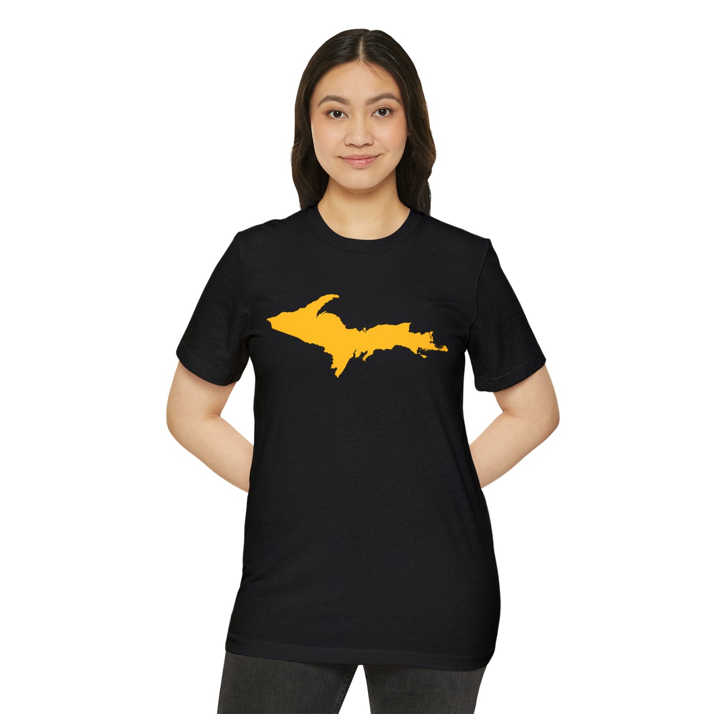 Michigan Upper Peninsula T-Shirt (w/ Gold UP Outline) | Unisex Recycled Organic