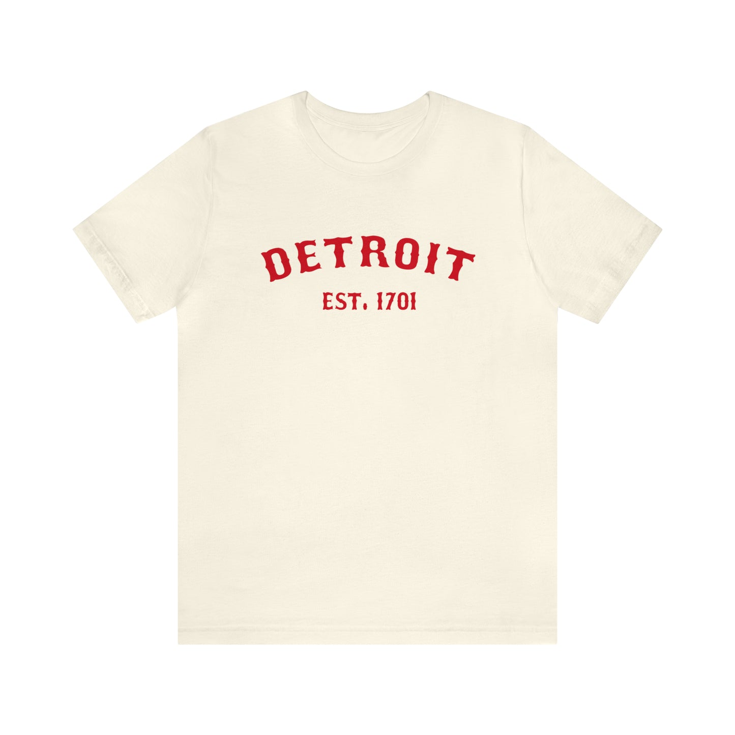 'Detroit EST. 1701' T-Shirt (Aliform Red Ballpark Font) | Unisex Standard