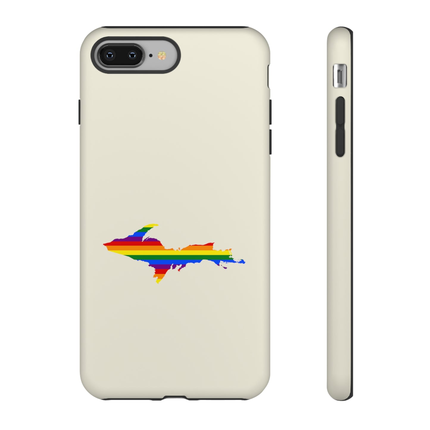 Michigan Upper Peninsula Tough Phone Case (Ivory Color w/ UP Pride Flag Outline) | Apple iPhone