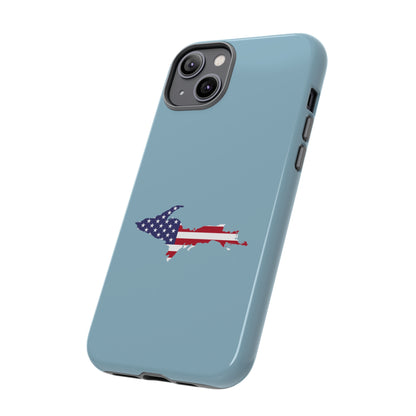 Michigan Upper Peninsula Tough Phone Case (Opal Blue w/ UP USA Flag Outline) | Apple iPhone