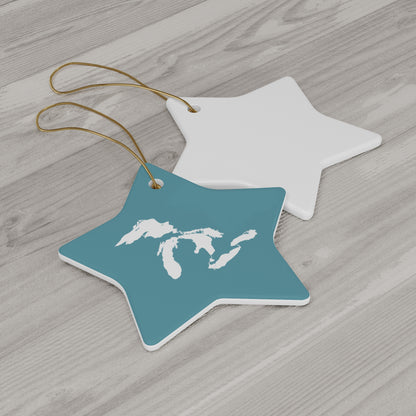 Great Lakes Christmas Ornament (Lake Huron Blue) | Ceramic - 4 Shapes