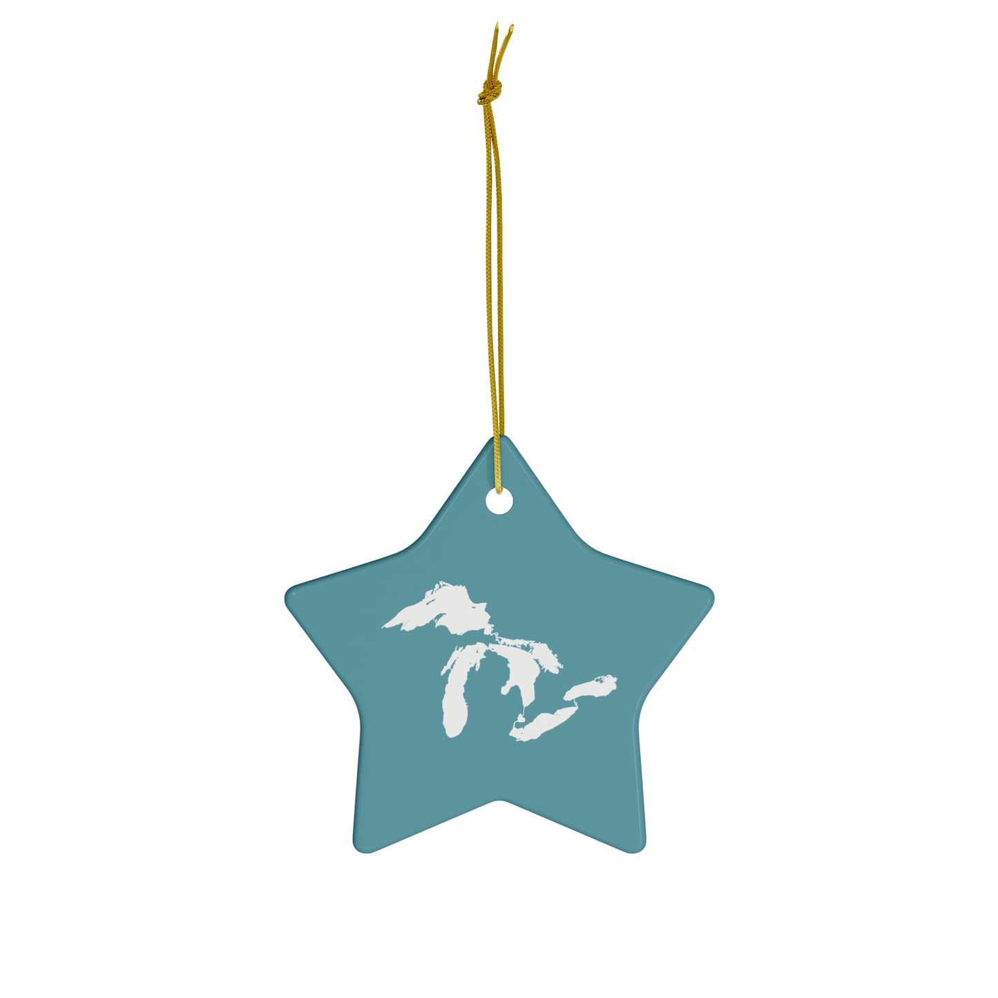 Great Lakes Christmas Ornament (Lake Huron Blue) | Ceramic - 4 Shapes