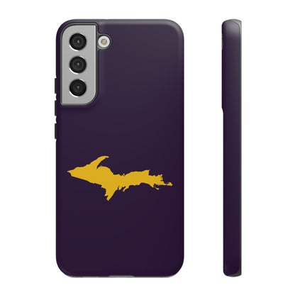 Michigan Upper Peninsula Tough Phone Case (Blackcurrant w/ Gold UP Outline) | Samsung & Pixel Android