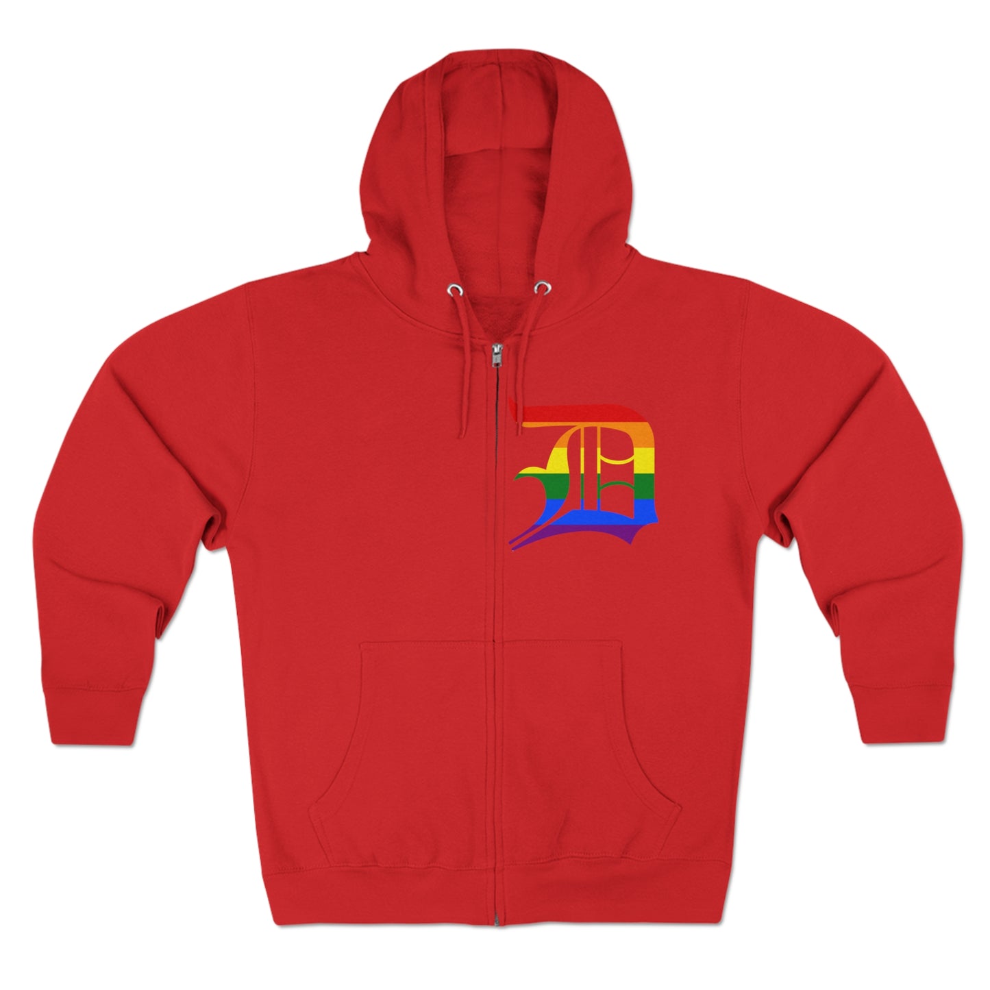 Detroit 'Old English D' Hoodie (Rainbow Pride Edition) | Unisex Full Zip