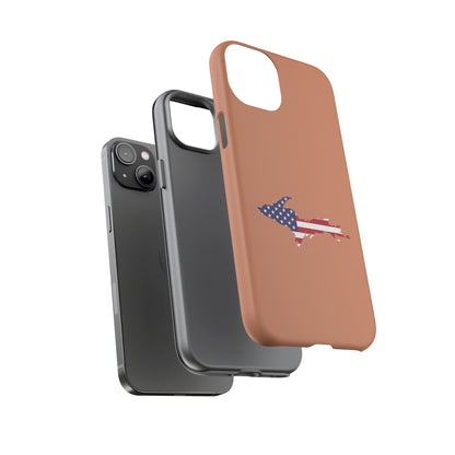 Michigan Upper Peninsula Tough Phone Case (Copper Color w/ UP USA Flag Outline) | Apple iPhone