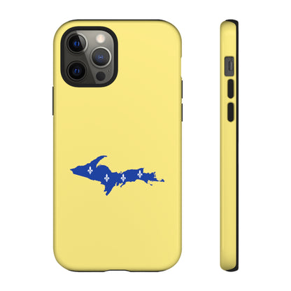 Michigan Upper Peninsula Tough Phone Case (Yellow Cherry Color w/ UP Quebec Flag Outline) | Apple iPhone