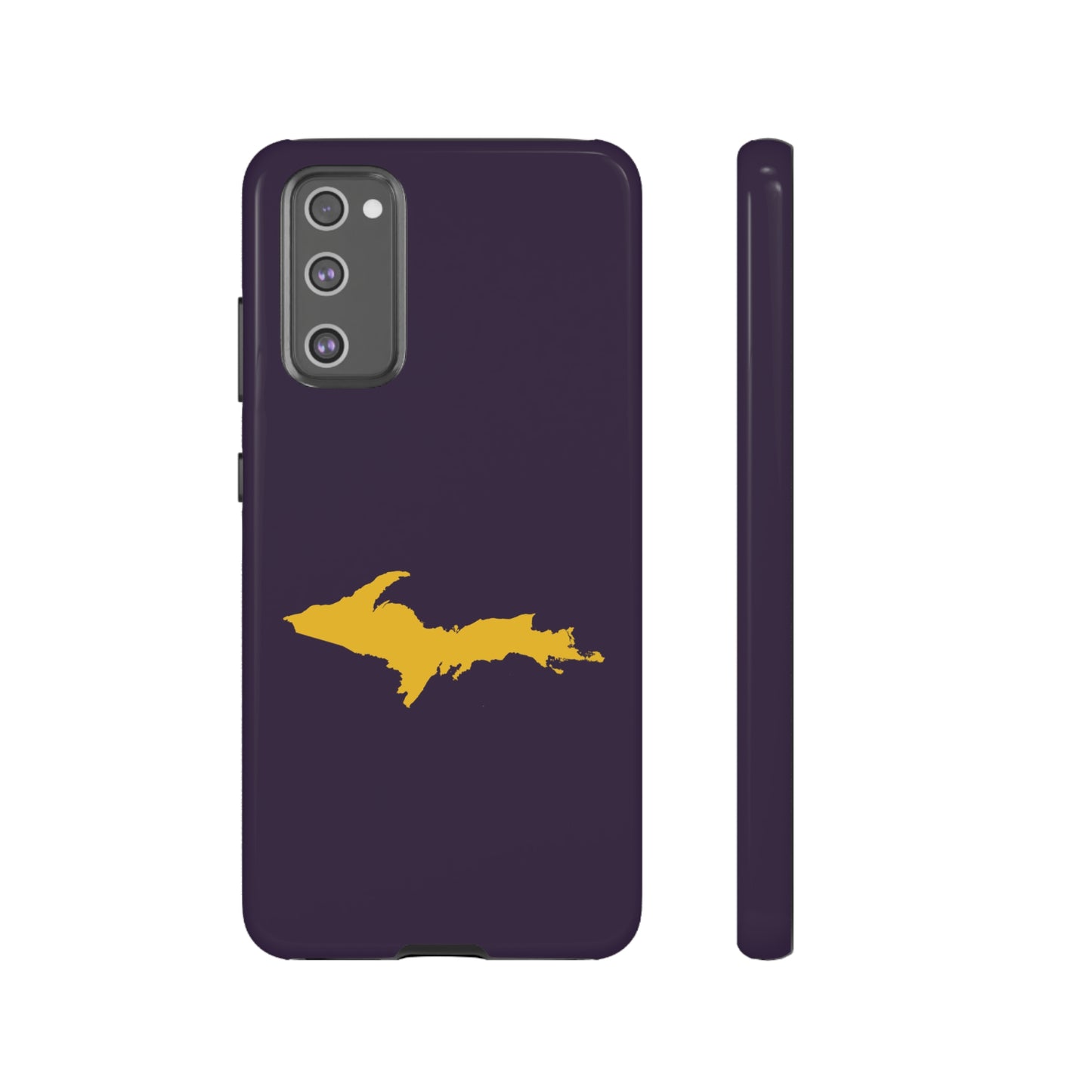 Michigan Upper Peninsula Tough Phone Case (Blackcurrant w/ Gold UP Outline) | Samsung & Pixel Android