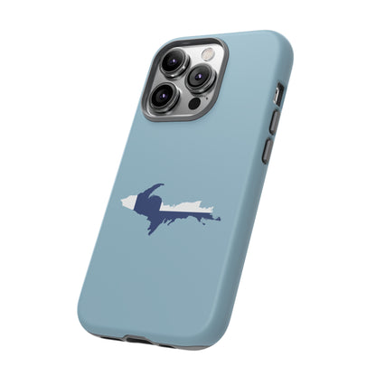 Michigan Upper Peninsula Tough Phone Case (Opal Blue w/ UP Finland Flag Outline) | Apple iPhone