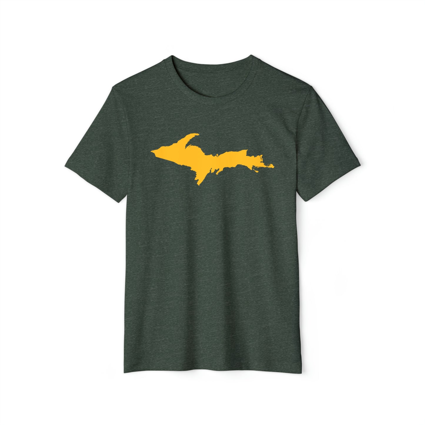 Michigan Upper Peninsula T-Shirt (w/ Gold UP Outline) | Unisex Recycled Organic