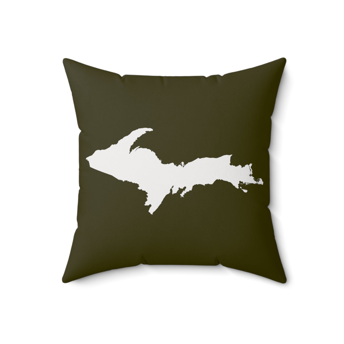 Michigan Upper Peninsula Accent Pillow (w/ UP Outline) | Military Green