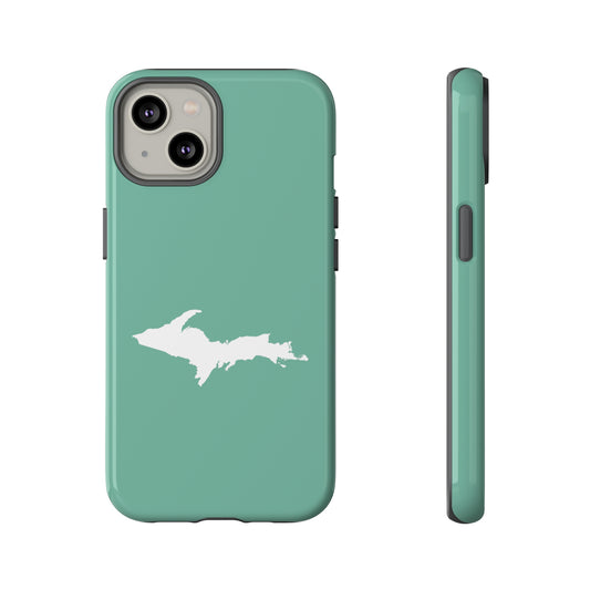 Michigan Upper Peninsula Tough Phone Case ('64 Metallic Mint Green w/ UP Outline) | Apple iPhone