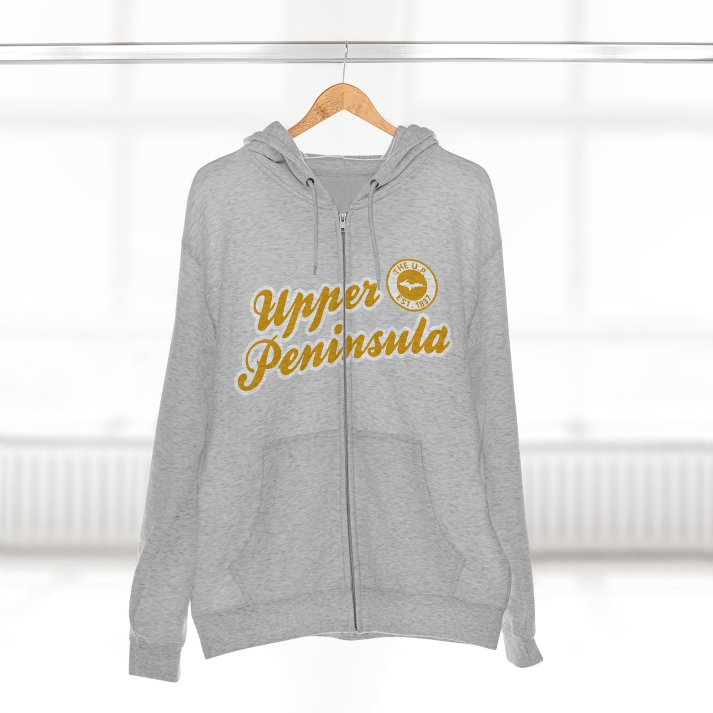 Upper Peninsula EST 1837' Hoodie (Gold Script Font) | Unisex Full Zip