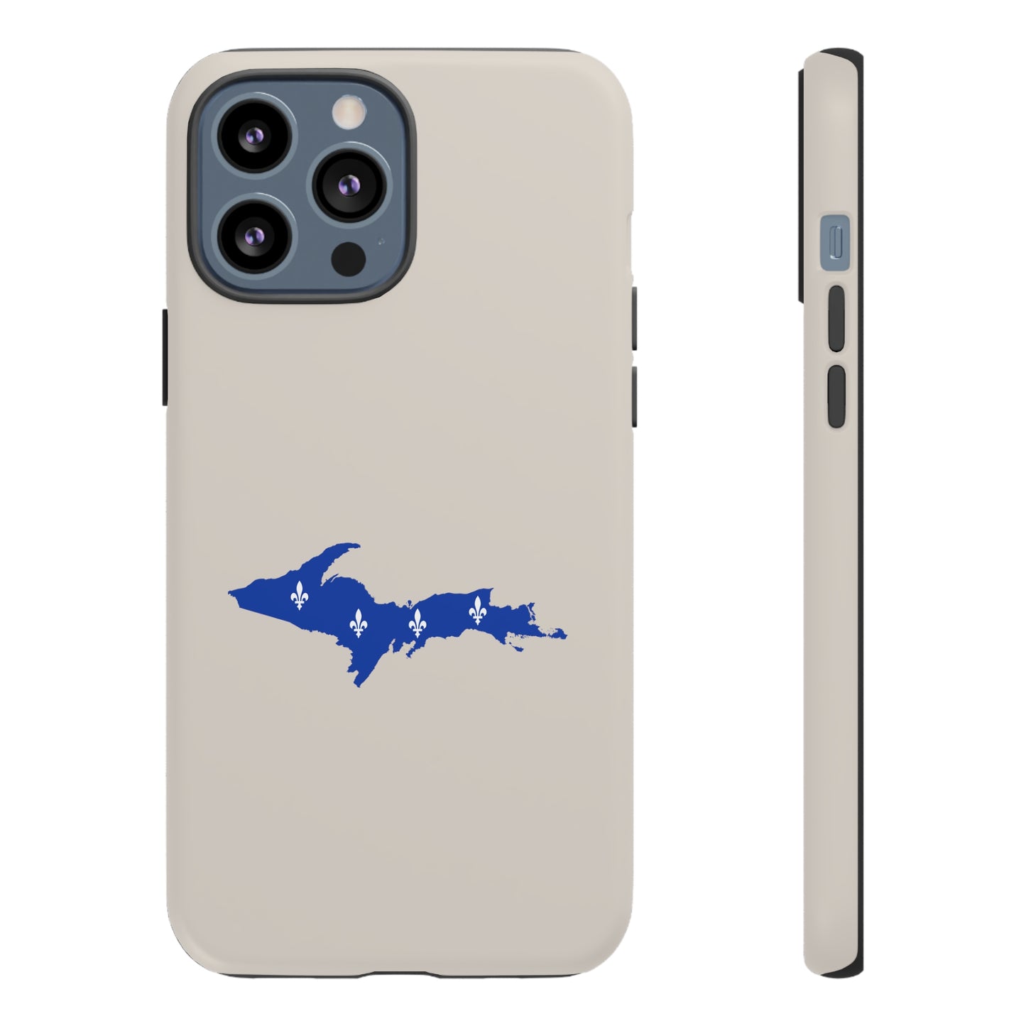 Michigan Upper Peninsula Tough Phone Case (Canvas Color w/ UP Quebec Flag Outline) | Apple iPhone