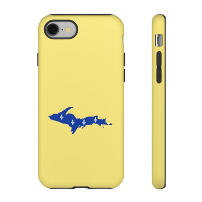 Michigan Upper Peninsula Tough Phone Case (Yellow Cherry Color w/ UP Quebec Flag Outline) | Apple iPhone