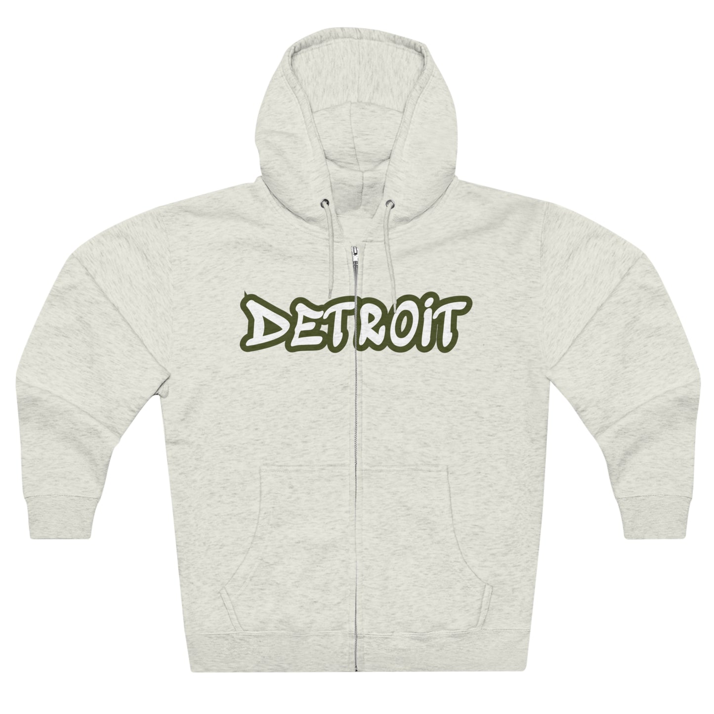 Detroit' Hoodie (Army Green Tag Font) | Unisex Full Zip