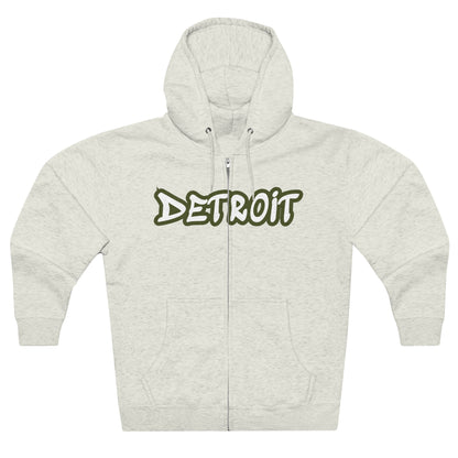 Detroit' Hoodie (Army Green Tag Font) | Unisex Full Zip