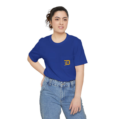 Detroit 'Old English D' Pocket T-Shirt (Gold) | Unisex Standard