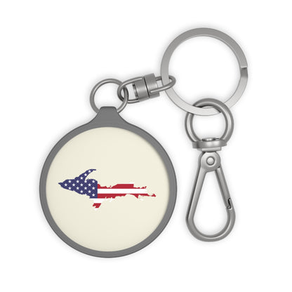 Michigan Upper Peninsula Keyring (w/ UP USA Flag) | Ivory White