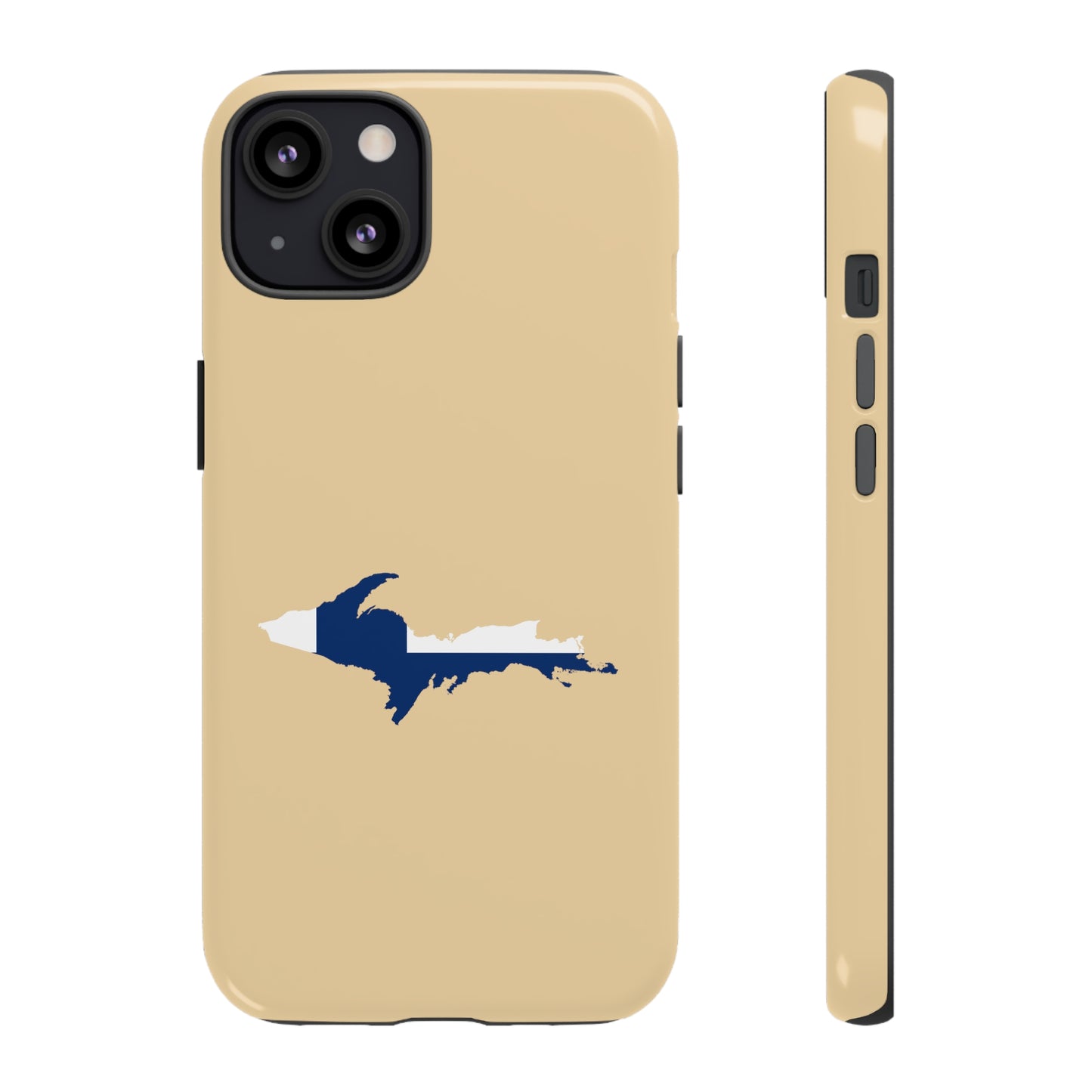 Michigan Upper Peninsula Tough Phone Case (Maple Color w/ UP Finland Flag Outline) | Apple iPhone