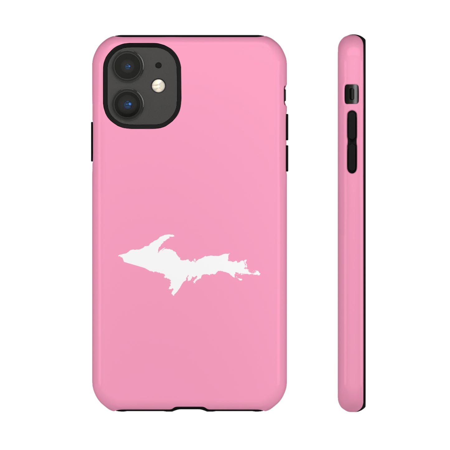 Michigan Upper Peninsula Tough Phone Case ('67 Caddie Pink w/ UP Outline) | Apple iPhone