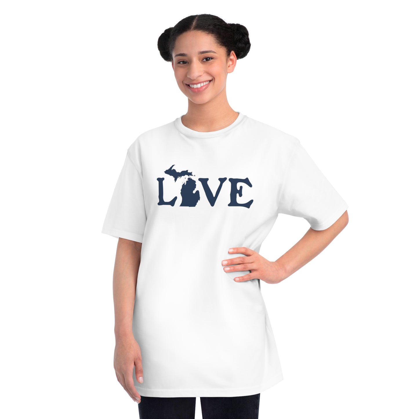 Michigan 'Love' T-Shirt (Woodcut Font) | Unisex Organic
