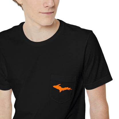 Michigan Upper Peninsula Pocket T-Shirt (w/ Orange UP Outline) | Unisex Standard