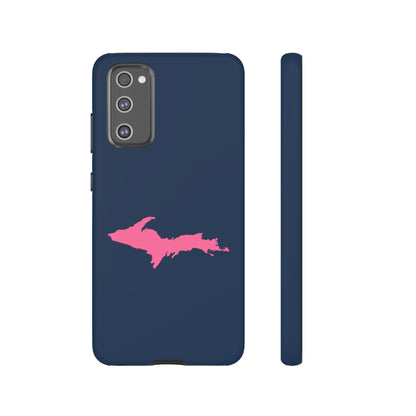 Michigan Upper Peninsula Tough Phone Case (Navy w/ Pink UP Outline) | Samsung & Pixel Android