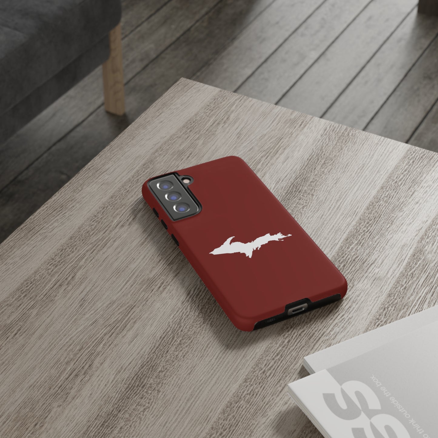 Michigan Upper Peninsula Tough Phone Case (Traverse Cherry Red w/ UP Outline) | Samsung & Pixel Android