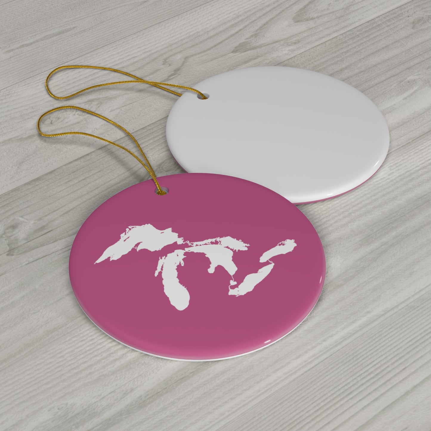 Great Lakes Christmas Ornament (Apple Blossom Pink) | Ceramic